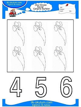 Çocuklar İçin sayı Çalışma Sayfaları 
